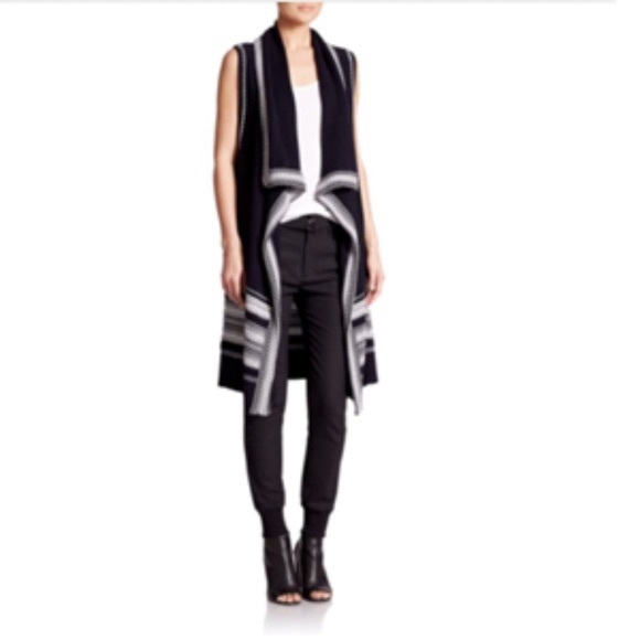 Vince Long Cotton Drape Front Vest Sz M - Picture 3 of 10